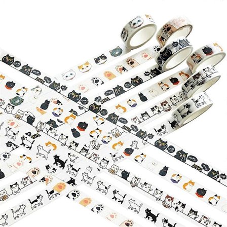 Katt Washi Tape Set - 15 mm Bred Washi Tape, Bred 4,8 m Lång/Rulle Söt Washi Tape, Scrapbook Material, Journaling Material.pa
