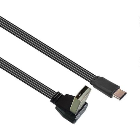 90 Graders Vinklet USB 2.0 til Type C Flat Kabel Datakabel for Telefoner og Laptoper - Perfekt