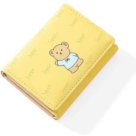 Små Plånböcker för Flickor Söta Björnmönster Plånbok Liten Tri-vikt, ZQKLA