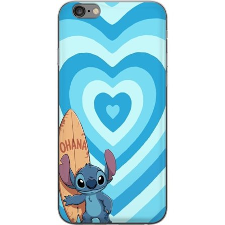Kompatibelt Mobildeksel til Apple iPhone 6 Plus Spretten tegnet illustrasjon av Stitch med surfboard og blå hjerter