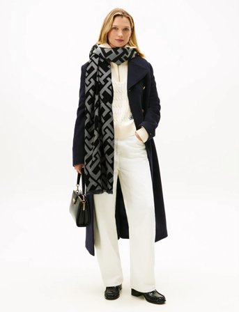 Tommy Hilfiger Th Monogram Heavy Scarf - Grey - ONE SIZE