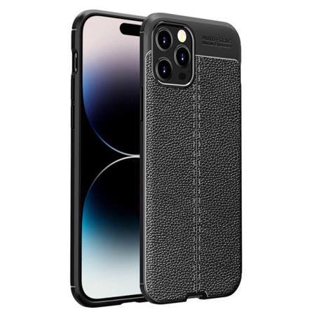 Läder Mönstrat Tpu Skal Apple Iphone 14 Pro - Svart