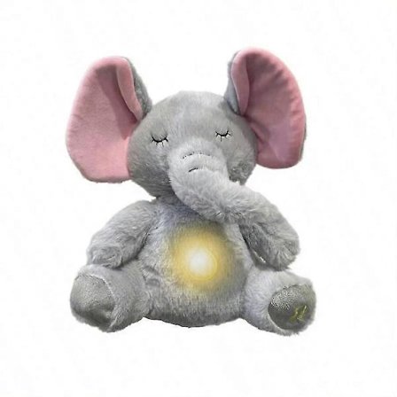 Åndende Elefant Søvnven Pluds Baby Lydmaskine Beroligende Kramme Elefant Udstoppede Dyr Plys med Åndende Bevægelse og Musik til Søvn
