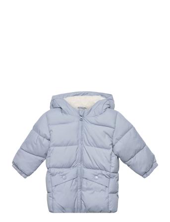 Mango Padded Anorak With Shearling Lining Blå