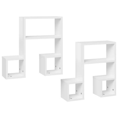 Vidaxl Vägghyllor 2 St Vit Högglans 50x15x50 Cm Konstruerat Trä Vit