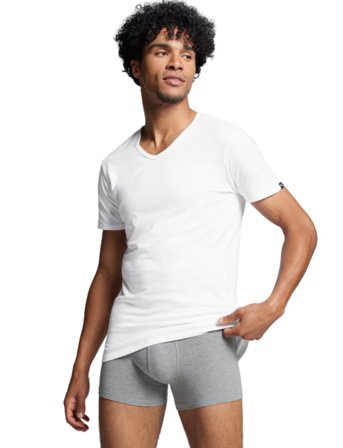 PUMA Puma Basic 2P V-Neck Tee - White - L