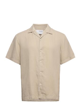 Slhrelax-Pastel-Linen Shirt Ss Resort W Tops Shirts Short-sleeved Beige Selected Homme