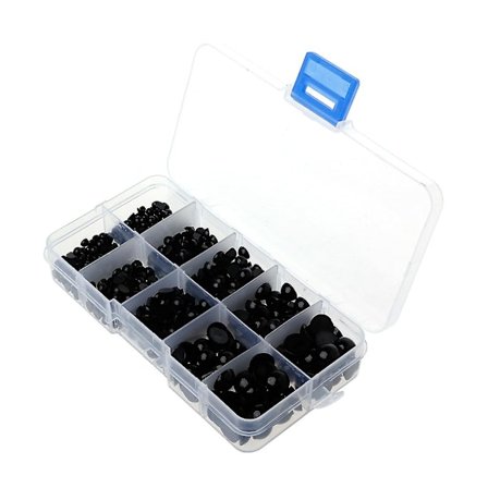 760 stk. 4-10mm Svarte Sikkerhetsøyne i Plast for Teddybjørn og Dukke