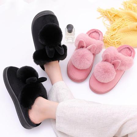 Kvinnor Söt Vinter Anti-halk Skor Varma Plysch Kanin Öron Tofflor