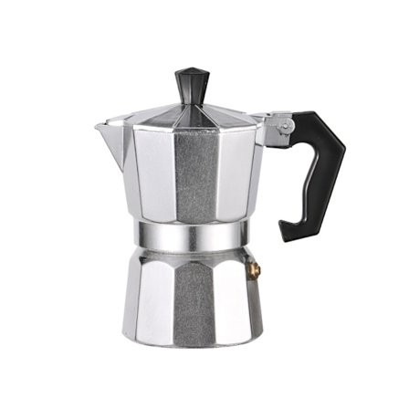 150 ml aluminium espressokande, tre kopper, sølv