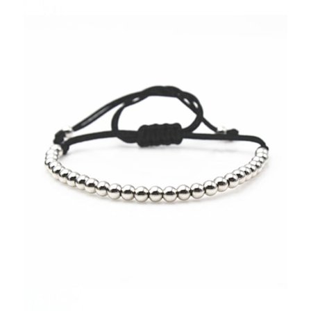 Handgjort Armband Rep Pläterade Kopparkulor Silver