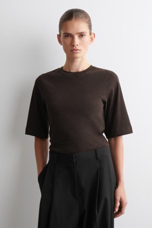 COS Women's Cotton T-Shirt in Brown