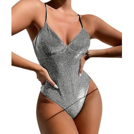 Glitterende Monokini Badedrakt for Kvinner med Push-Up Effekt, Endelt Badetøy