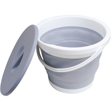 5L Grå Utendørs Sammenleggbar Bøtte Bilbøtte Fiskebøtte Hengebøtte Sammenleggbar Bøtte med lokk Brukes til Rengjøring Hagearbeid Ryggsekk Camping 