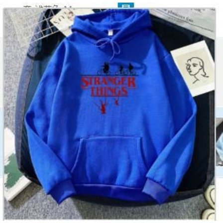 Stranger Things Hættetrøje | Trykt Sweatshirt | Casual Unisex Tøj til Fans *S* Mørkeblå Mørkeblå S