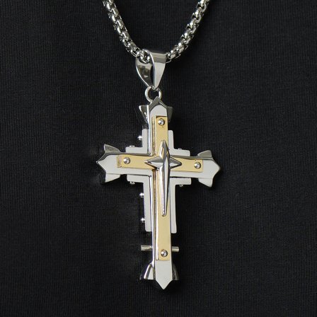 Collana con croce rivettata per uomini - Collane in acciaio