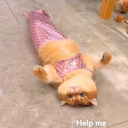 Sjovt Kæledyrskostume - Havfruehale til Katte og Hunde - Polyesterstof - Hylende Morsomt Fotorekvisit Outfit til Ekstra Små og Mellemstore Racer