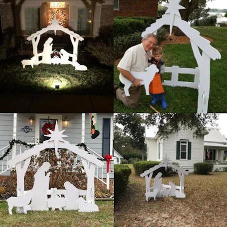 Værbestandig utendørs julekrybbe - utendørs julekrybbe for hager og plener