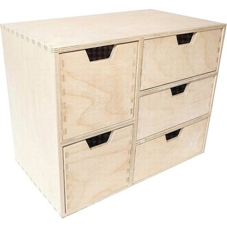 Creative Deco Lille trækiste | 5 skuffer | 36 x 20 x 28,5 cm | Kontor arrangør | Organizer til kontoropbevaring