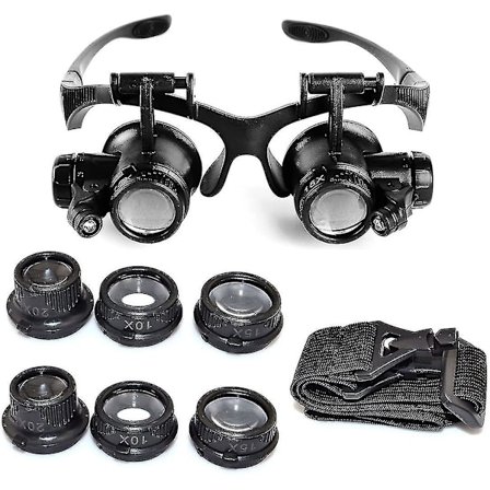 10x 15x 20x 25x Forstørrelse, Justerbar LED-lys Lupe Til Juvelerer Urmagere Bedste Gave