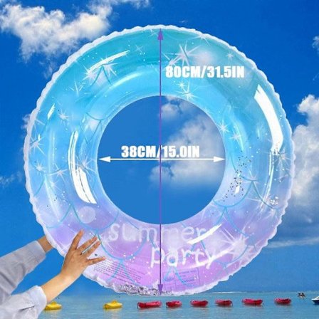 Oppustelige ringe til voksne Cool Summer Stor vand Oppustelig gummi Stjerneklar himmel Poolring med pailletter Strandringe Flydende legetøj -GSL B