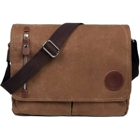 Herre Canvas Messenger Skulderveske For Skole Arbeid Reise (brun)