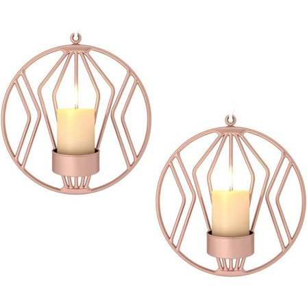 2 stk. metallvegglysestaker, veggdekorasjoner, belysning for stearinlys