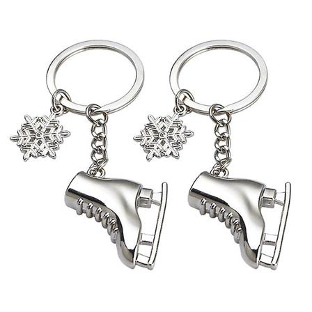 2 stk. søte vintersports isskøyter formet design nøkkelringer anheng