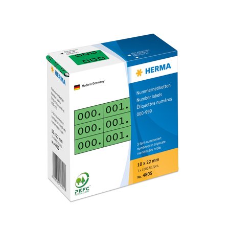 Herma Number Labels 0-999 triplicate green/black