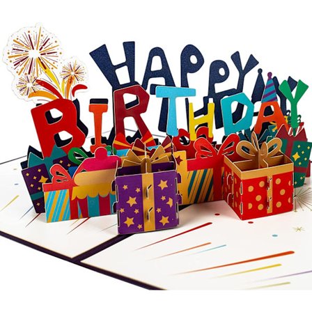 Bursdagskort, 3D Pop-Up-kort, Barne Gratulasjonskort med Konvolutt,