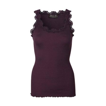 Rosemunde Silk Top Regular w/Vintage Lace Lilla, Dame
