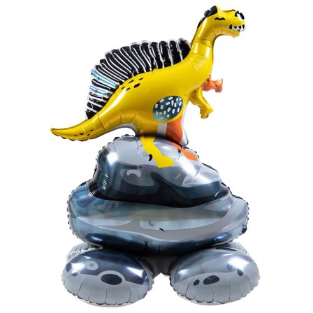 Stående Folieballong Gul Dinosaur