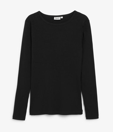 Kappahl | Ribbad långärmad topp | Svart