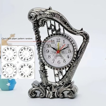 Unik kunstnerisk gave til boligindretning, med harpeformet ur lavet af plastik