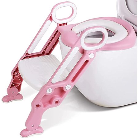 Justerbar och hopfällbar barntoalettstol, babytoalettförminskare med steg, barntoalettstol med stege, kvalitetsmaterial, för höjd 38-42 cm