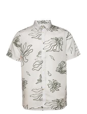 Seoul Aop Tencel Ss Shirt Kortermet Skjorte Hvit Gabba*Betinget Tilbud