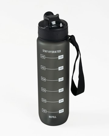 MM Sports Vandflaske med tidsmarkør - Black