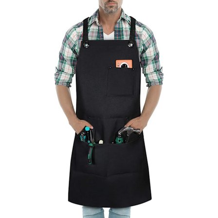 Sveiseforkle i kraftig lerret, arbeidsforkle med 5 lommer