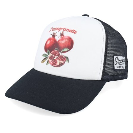 Slacker Supply - Pomegranate Foam Black/White Vintage Trucker Trucker Black Cap - @ Hatstore