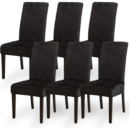 (Musta sametti) Samettiset tuolinpäälliset, joustavat tuolinpäälliset, 6 kpl setti, moderni irrotettava