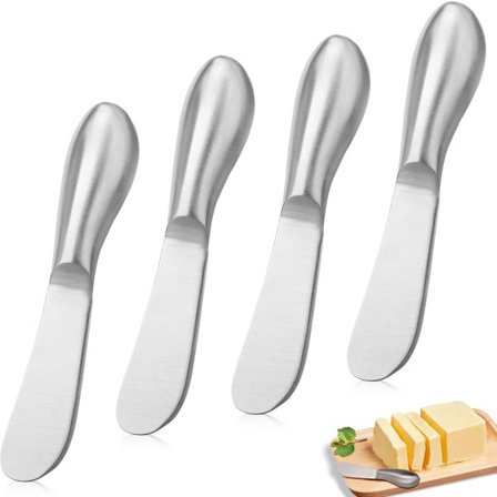 Smørknive 4-pak, Små ost dessert marmelade knive i rustfrit stål, Bordbestik køkkenredskaber 13,3x2,2cm