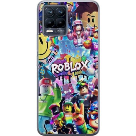 Kompatibelt Mobilskal till Realme Realme 8 Stor färgglad Roblox-värld med många karaktärer, energifylld gaming-illustration perfekt för barnrum o