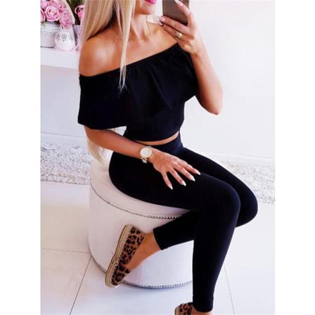 Dam Sets Höst Dam Set Solid Cold Shoulder Long Pant Casu