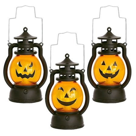 Halloween-lykt med gresskar, dekorative LED-lys, pynt til Halloween-fest, 3 stk (FMY)