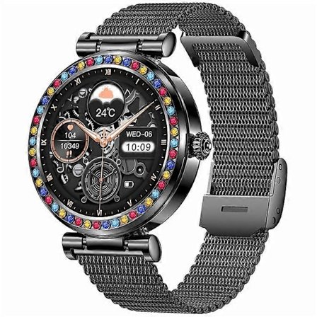 CF30 1.27-tommer Stålrem Dame Vandtæt Smartwatch Diamant Dekor Sundhedsovervågning Fitness Tracker Smart Armbånd