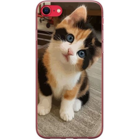 Kompatibel Mobilcover til Apple iPhone SE (2022) Söt kattunge med blå ögon och trefärgad päls sittande inomhus charmigt motiv med gulligt uttryck och