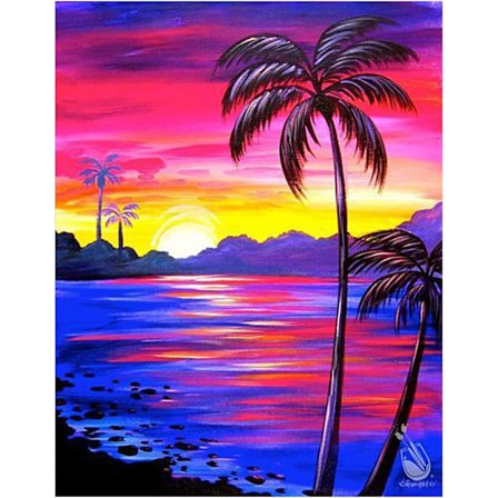 Voksen Diamantmalerisett Solnedgang DIY Full Dotted Diamond Art Kit