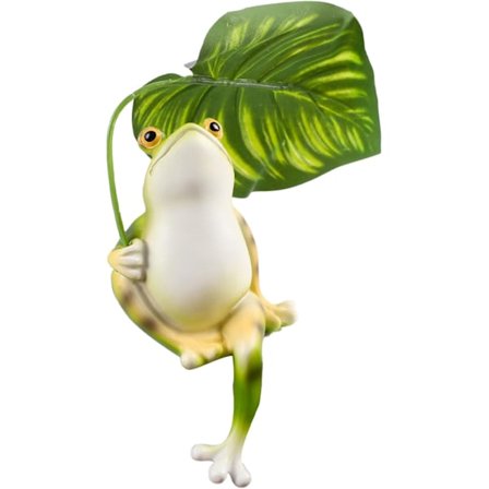 Frø Statue til Haven - Lotusblad Siddende Frø Figurer Dekoration Sød Håndværk Harpiks Frø Skulptur Dekoration til Udendørs