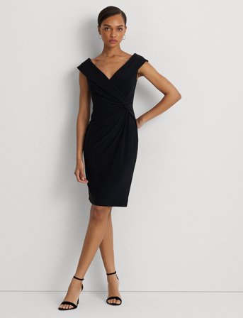 Lauren Ralph Lauren Jersey Off-The-Shoulder Cocktail Dress - Black - 46