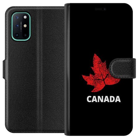 Yhteensopiva Lompakkokotelo OnePlus OnePlus 8T Graafinen vaahteralogo punaisella mustaa taustaa vasten, jossa on selkeä Kanada-viittaus ja minimalist